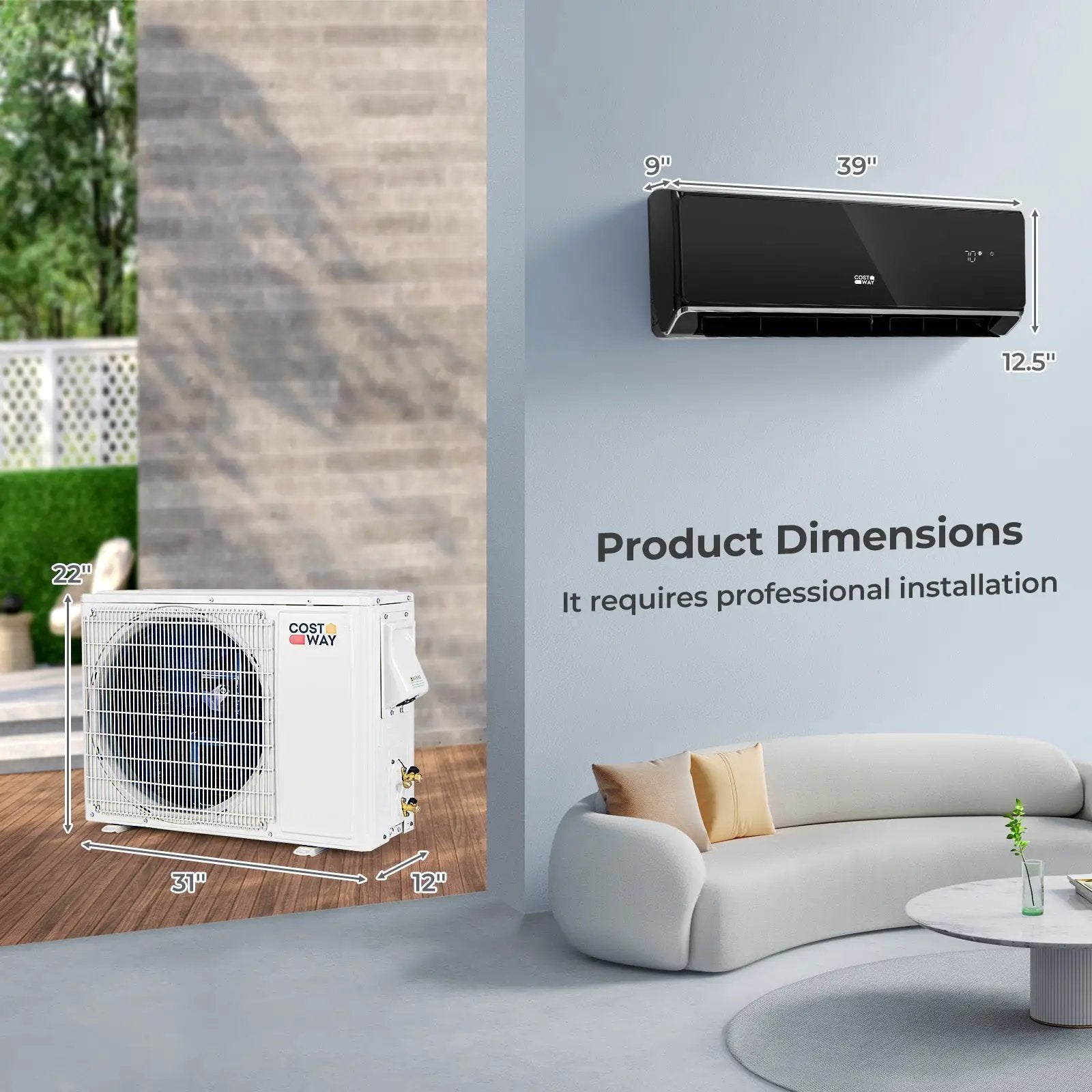 Energy Star Certified 18000 BTU 21 SEER2 208-230V Mini Split Air Conditioner and Heater Black Wifi Enabled by DirectDeals