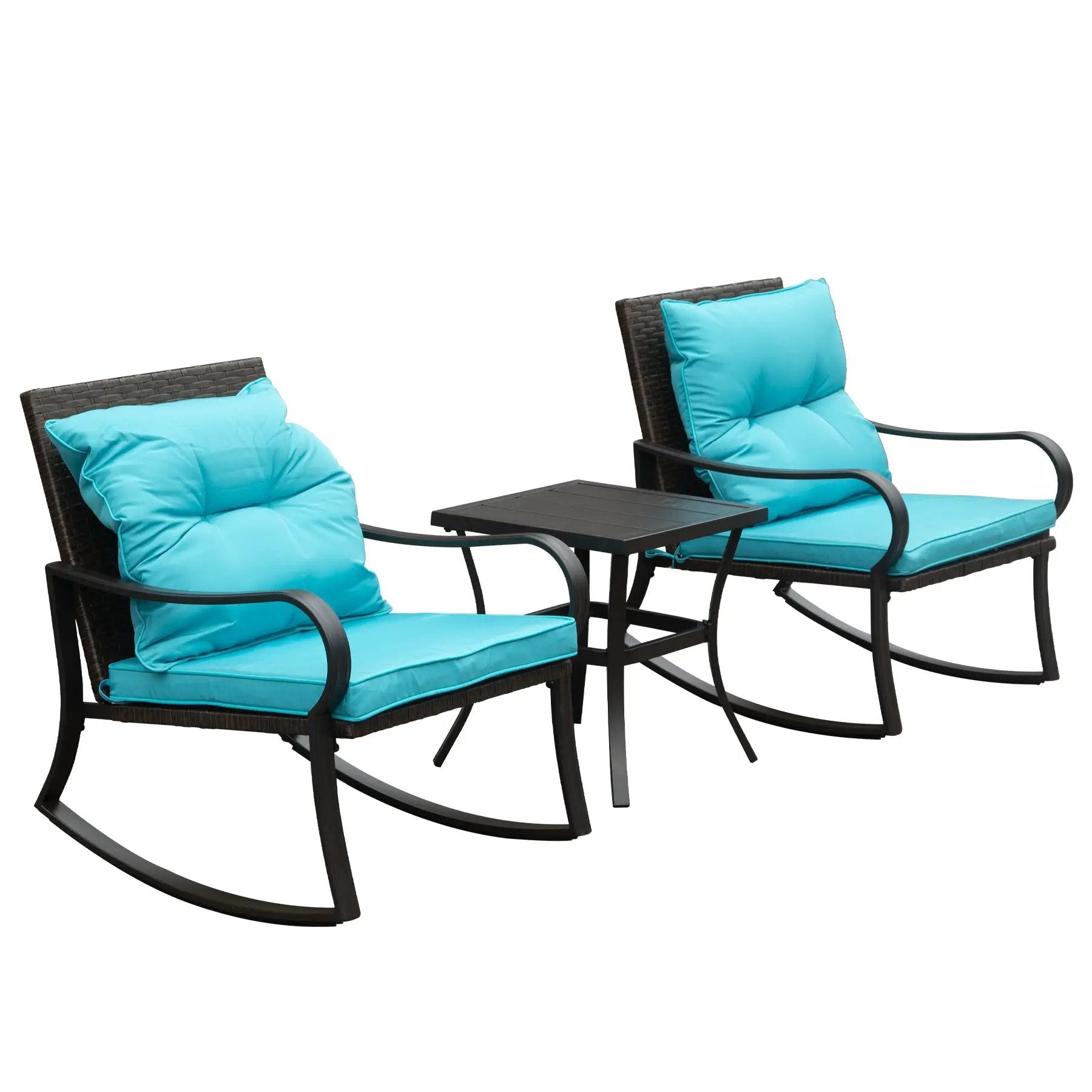 Metal 2-Person Outdoor Patio Rocking Seating Group with Cushions by HouseOfZazla