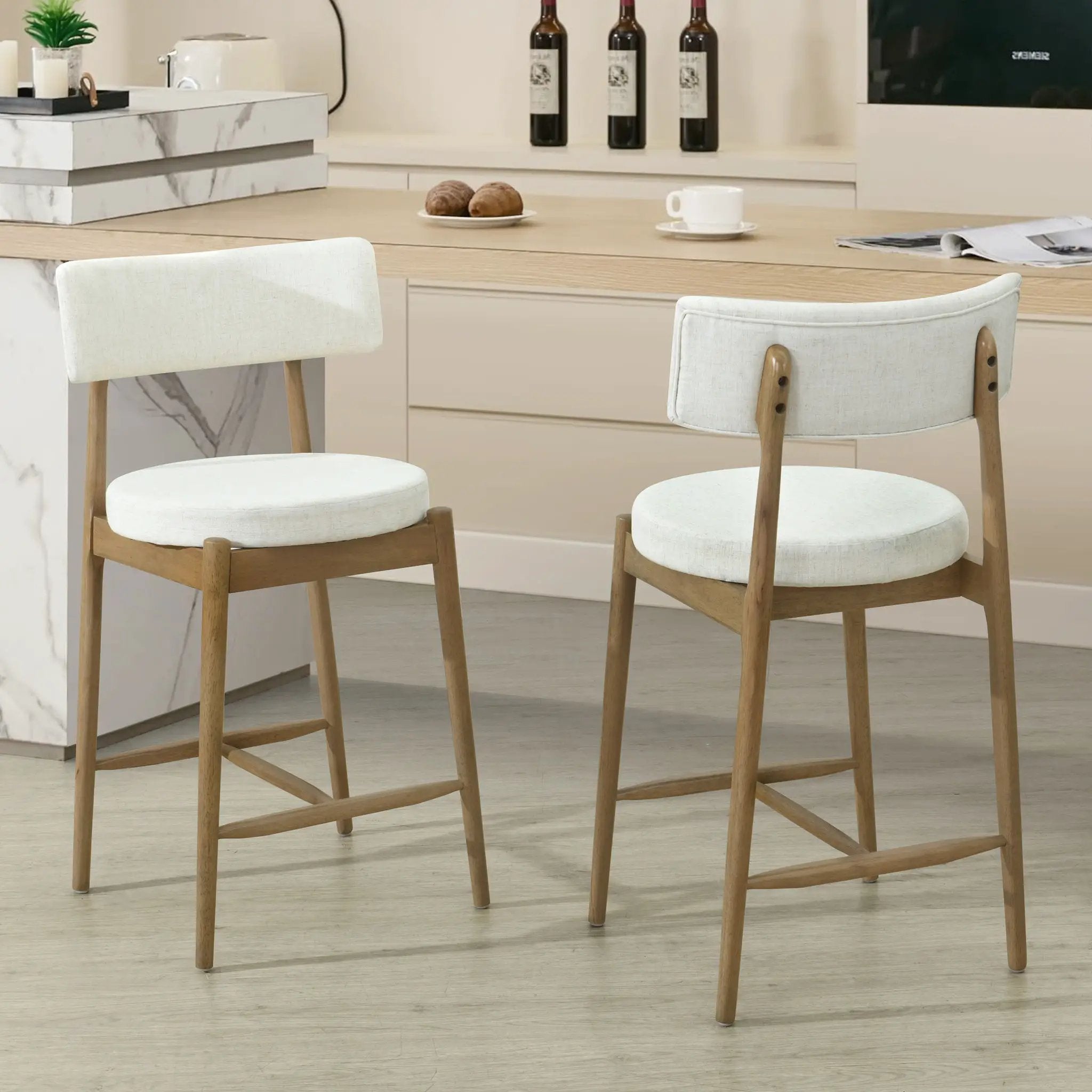 Mid Century Modern Counter Stools, Fabric Upholstered Chairs by HouseOfZazla