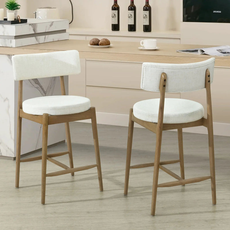 Mid Century Modern Counter Stools, Fabric Upholstered Chairs by HouseOfZazla