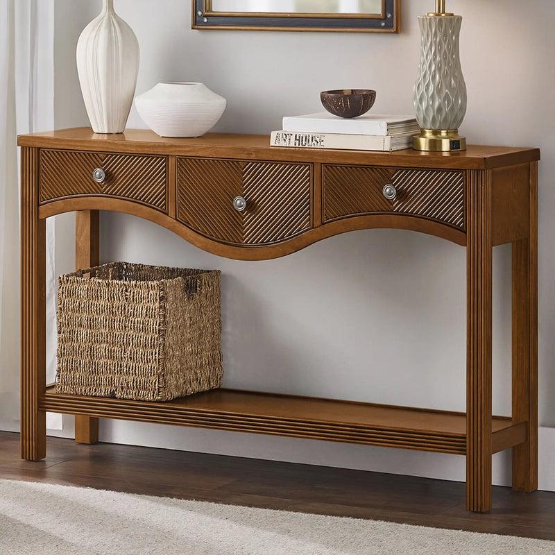 52'' Fluted Wood Console Table with 3 Drawers by HouseOfZazla