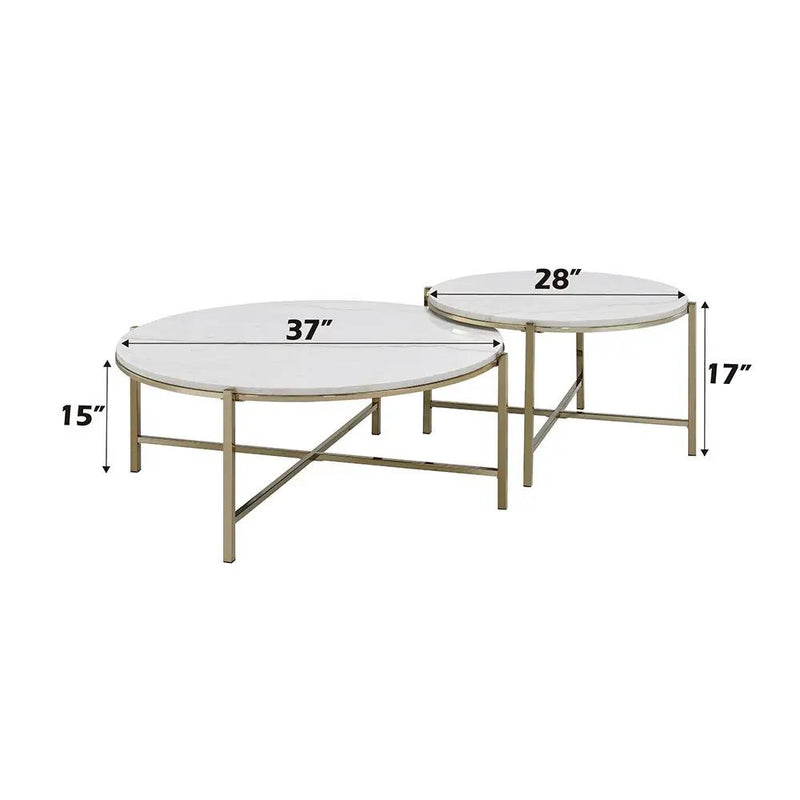 Zaidee - Nesting Table Set - Natural Marble Top & Nickel by Unique Piece Furniture