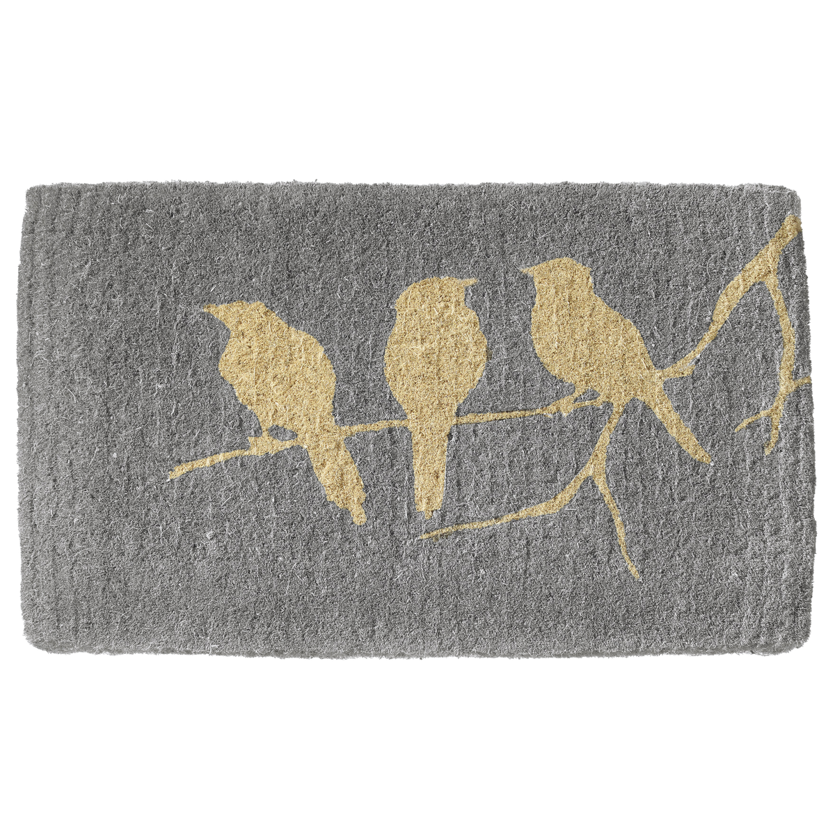 Birds On Branch - Gray Coir Doormat by Fab Habitat