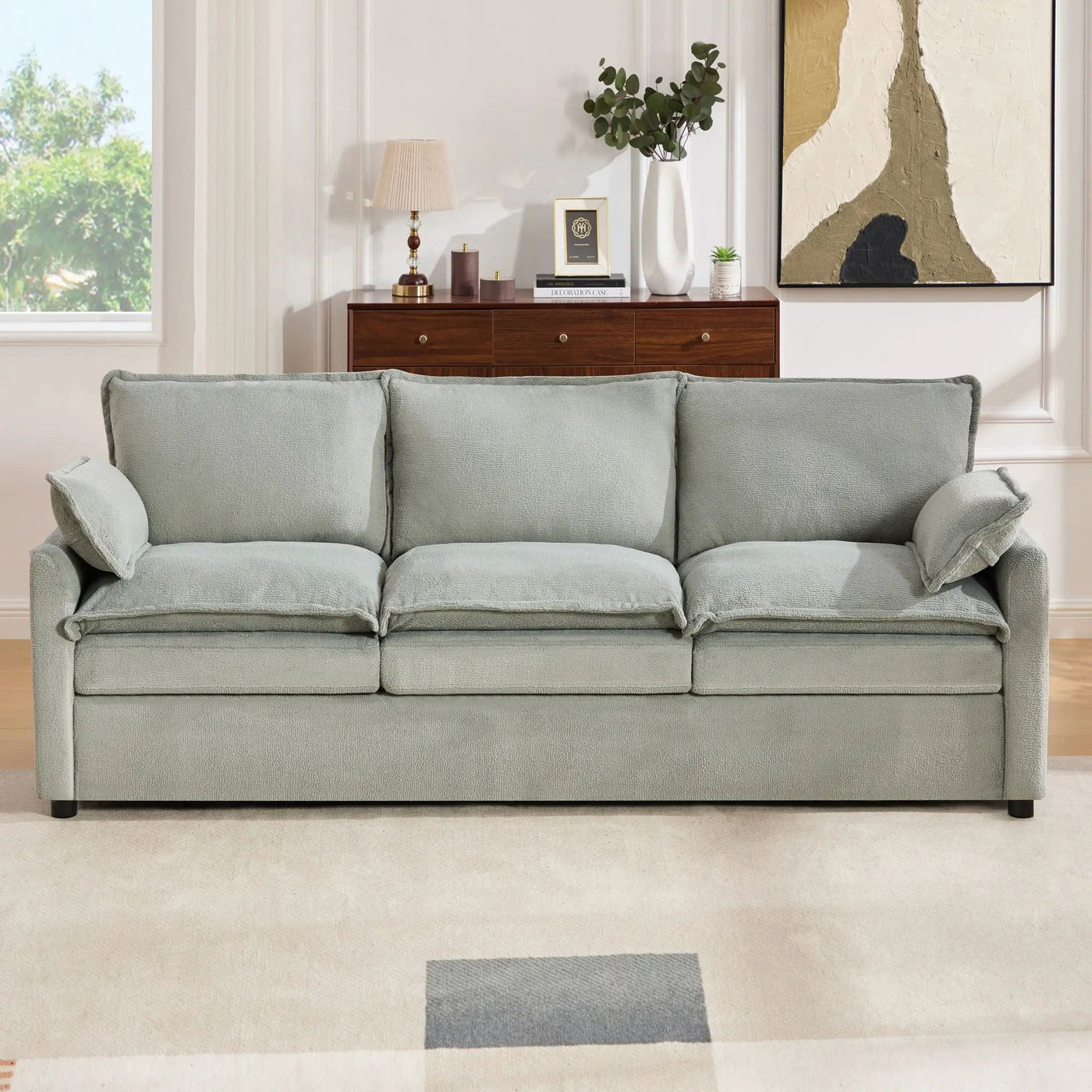 Modern 3 Seater Sofa With Side Storage Pockets For Living Room by HouseOfZazla
