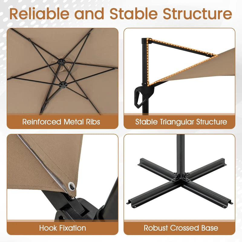9 FT Cantilever Patio Umbrella with Vented Top and Sun-Protective Canopy by DirectDeals