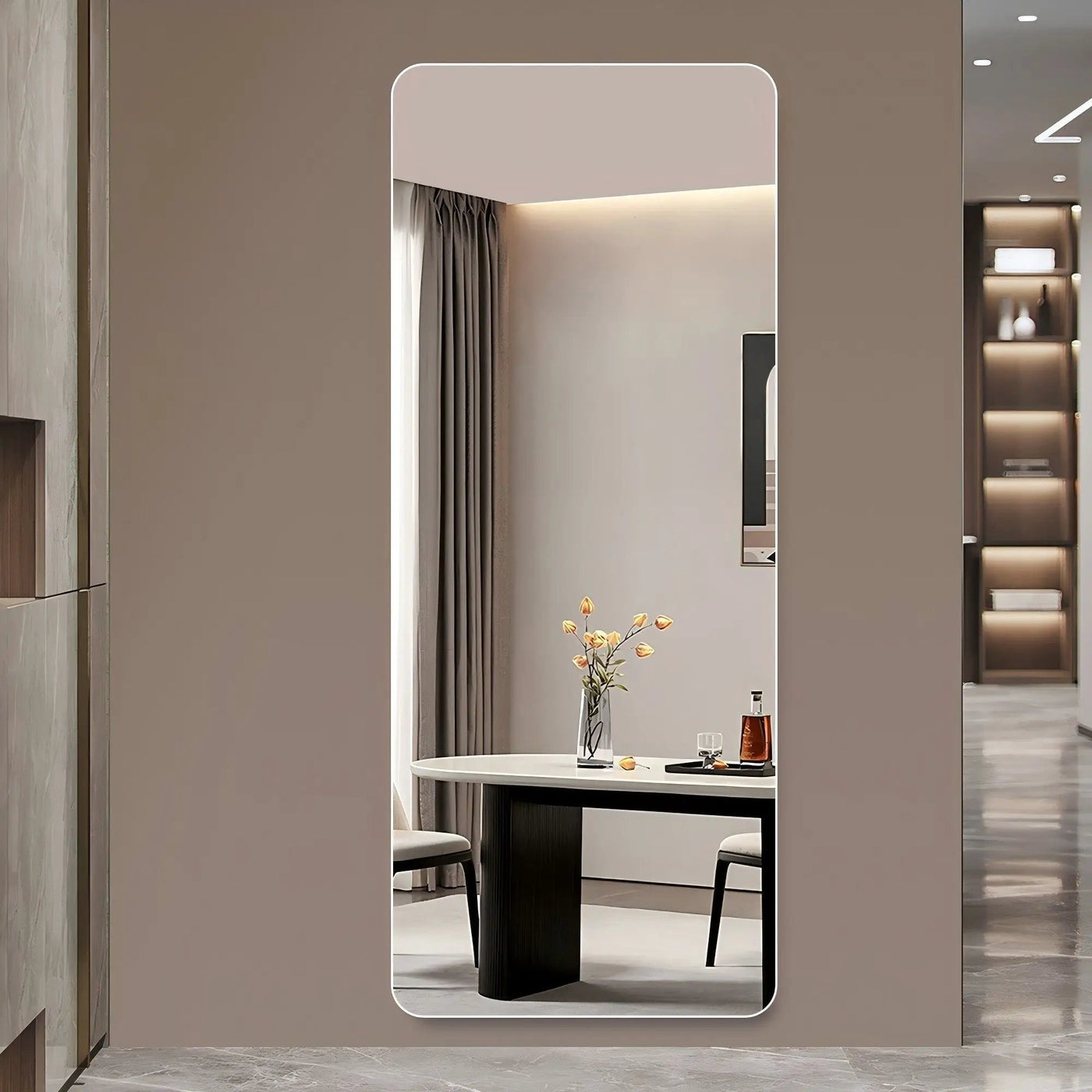 Full Body Round Corner Mirror For Living Room by HouseOfZazla