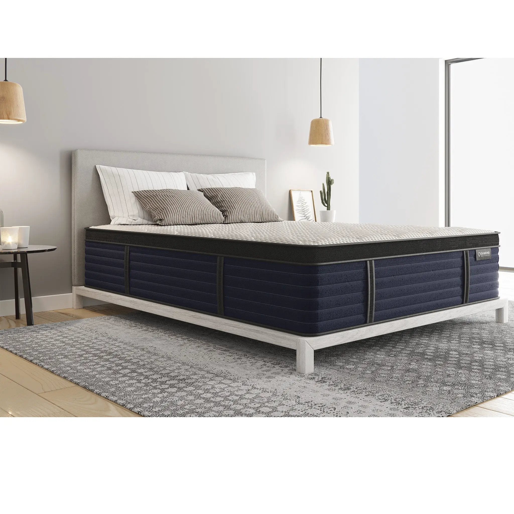 Diamond Hughes King Size Latex Hybrid Mattress with Luxurious Euro-Top and Zoned Coil Support by HouseOfZazla