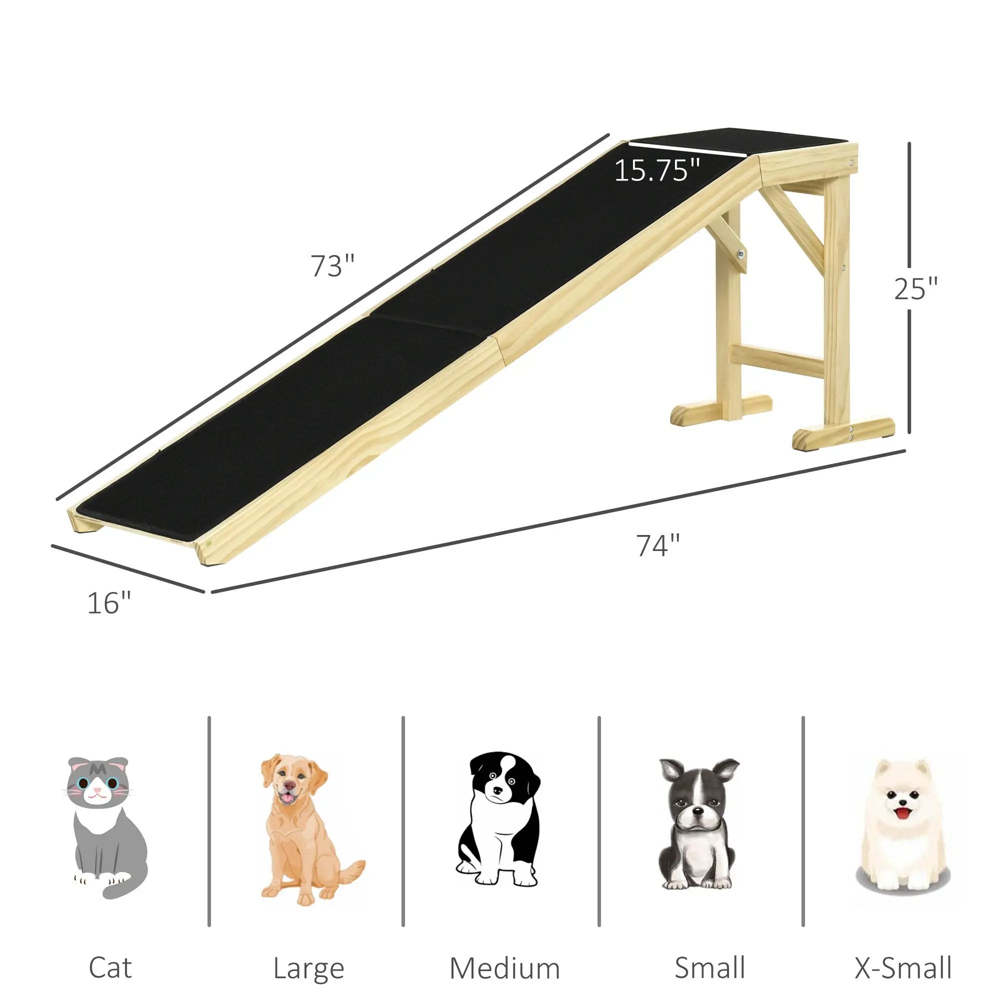 PawHut Dog Ramp for Bed with Non-Slip Carpet by HouseOfZazla