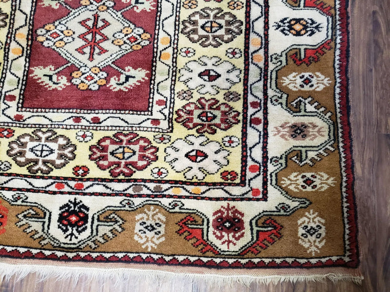Turkish Caucasian Rug 4x7, Wool Turkish Talish Carpet, Geometric Rug by Jewel Rugs