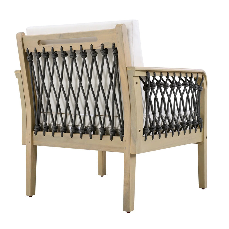 Outdoor Acacia Wood Club Chair with Handwoven Rope (Set of 2) by HouseOfZazla