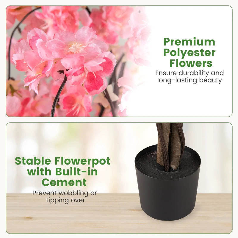5.5 FT Tall Artificial Cherry Blossom Tree with Pink/White Flowers 2 Pack by DirectDeals