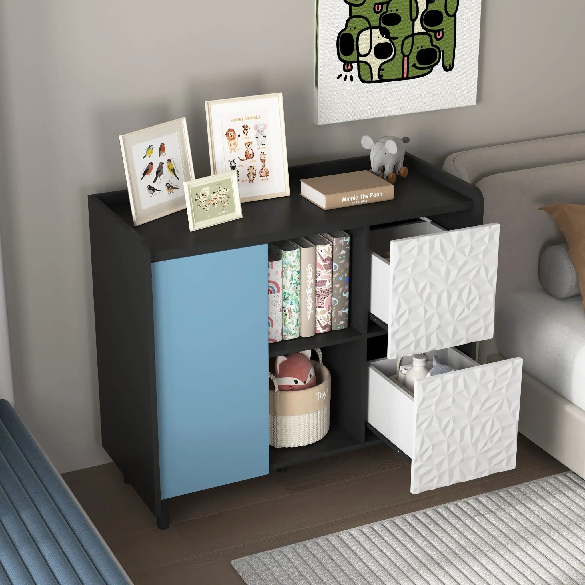 Modern Sideboard Buffet Cabinet With Doors And Unique Panel Styling by HouseOfZazla