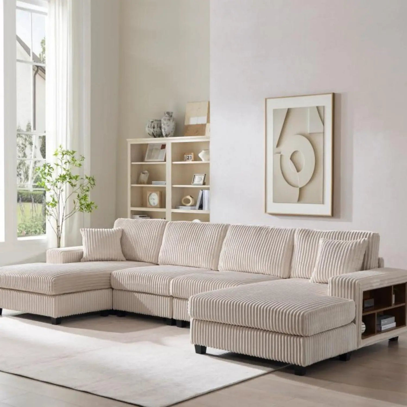 U-Shaped Convertible Sofa, 4 Seater Large Living Room Lounge by Unique Piece Furniture