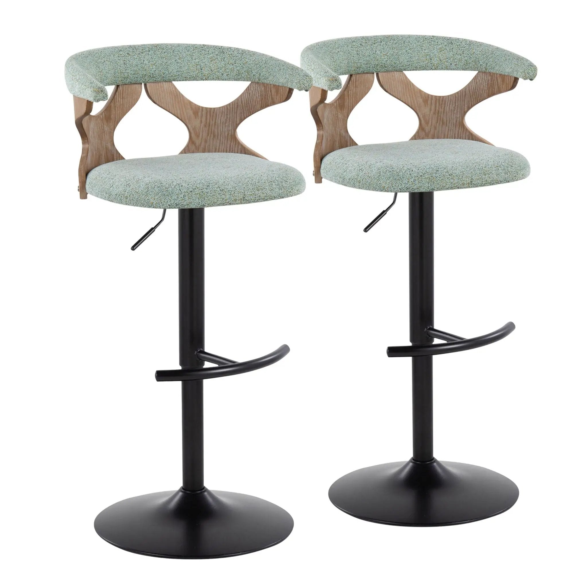 Gardenia - Contemporary Adjustable Barstool With Swivel With Rounded T Footrest (Set of 2) by Unique Piece Furniture