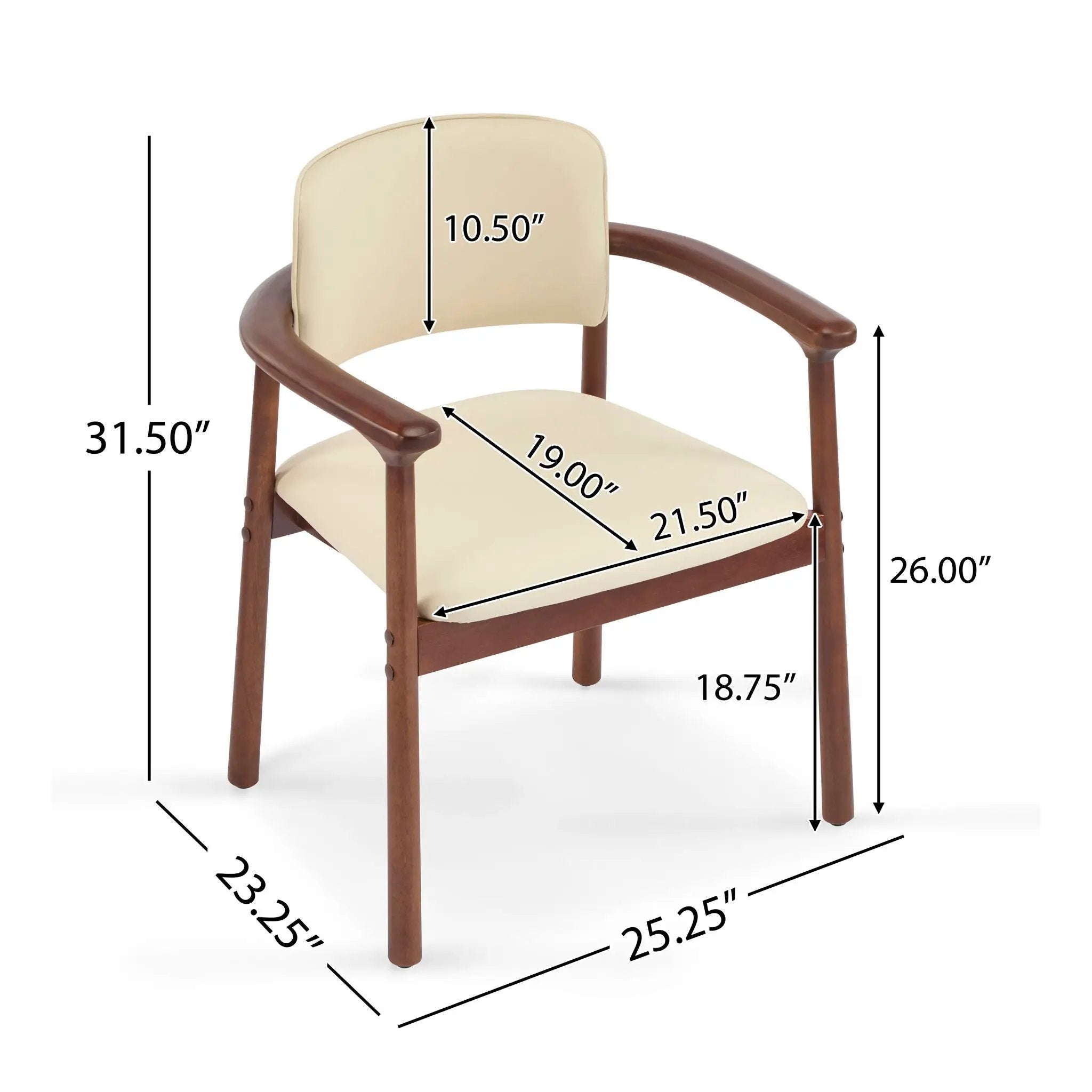 Dining Room Chairs, Ideal For Home & Kitchen (Set of 2) - Beige / Dark Walnut by HouseOfZazla