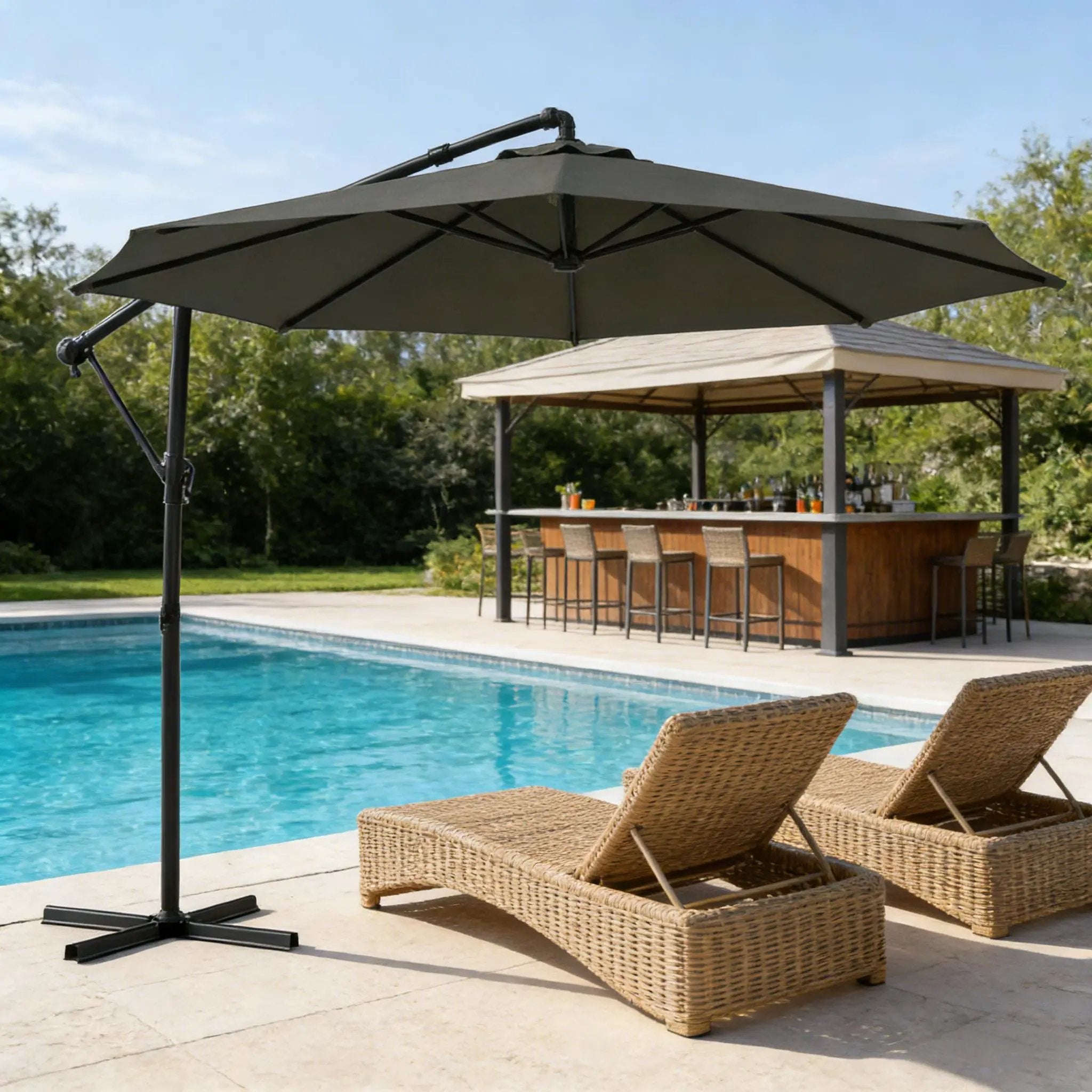 Large Garden Umbrella, Outdoor Hanging Cantilever Umbrella by HouseOfZazla