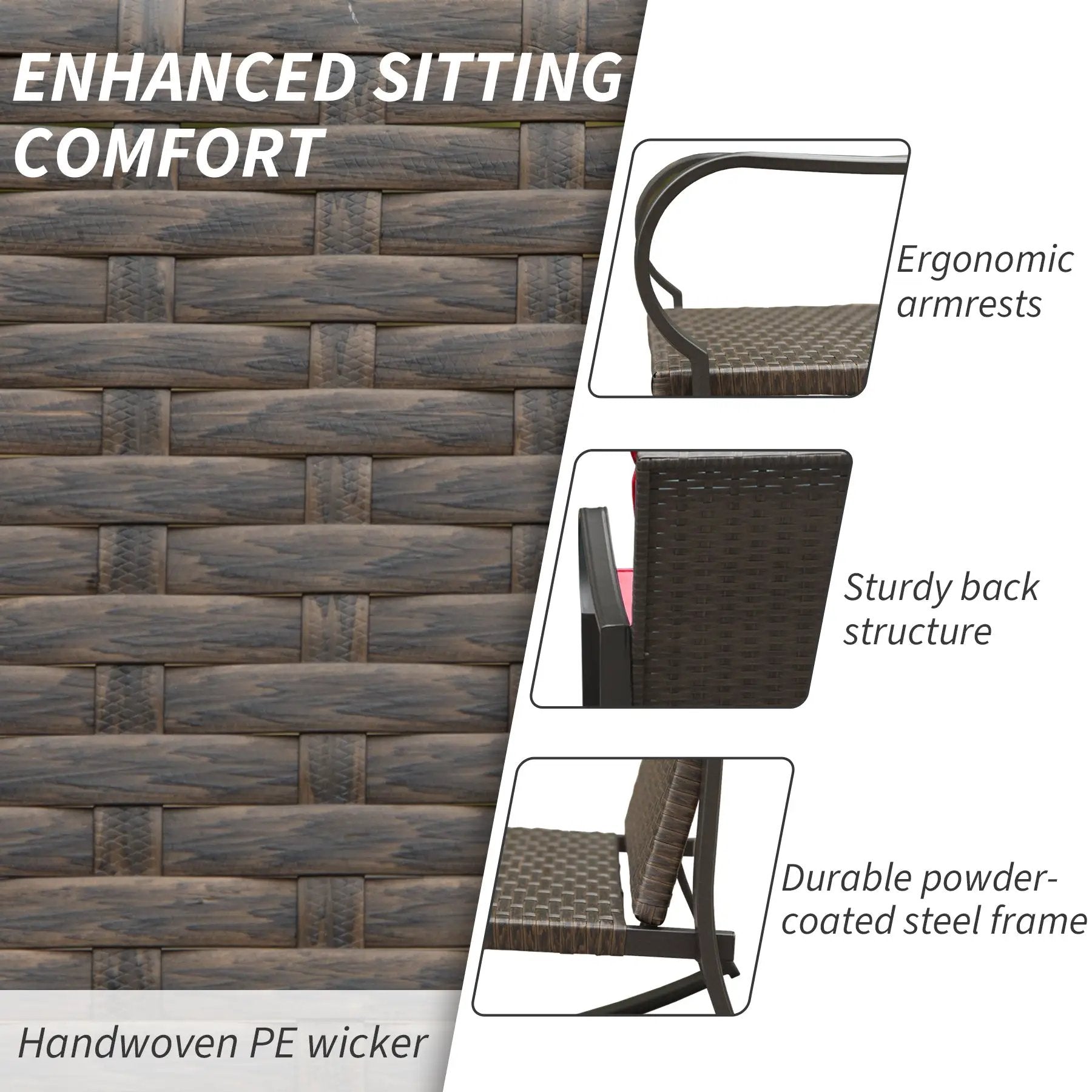 Metal 2-Person Outdoor Patio Rocking Seating Group with Cushions by HouseOfZazla