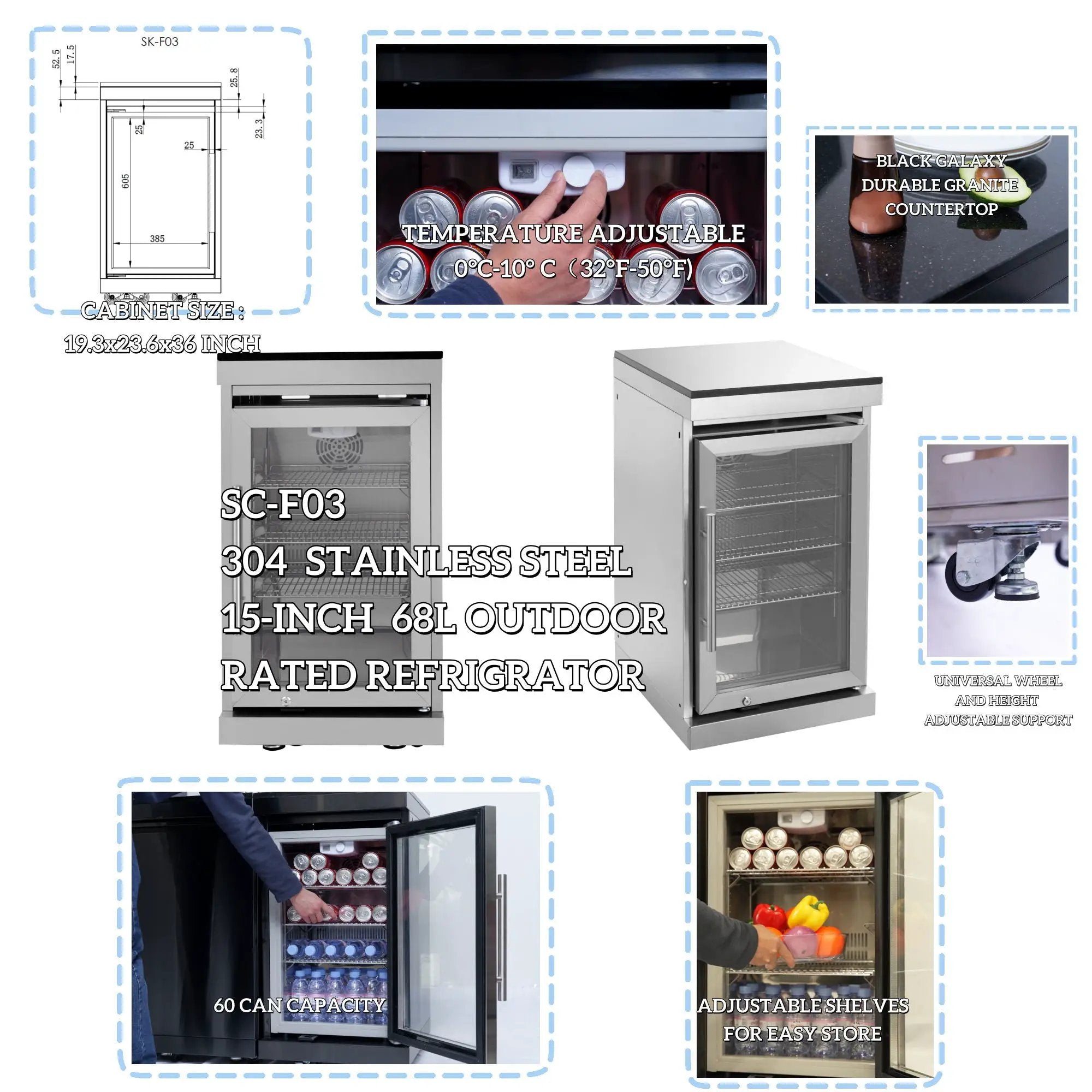 6 Burner 85, 000 Btu Deluxe Gas Outdoor Kitchen Island Grill With Wine Cooler Refrigerator, Rotisserie, Storage Cabinets & Drawers - Silver by HouseOfZazla