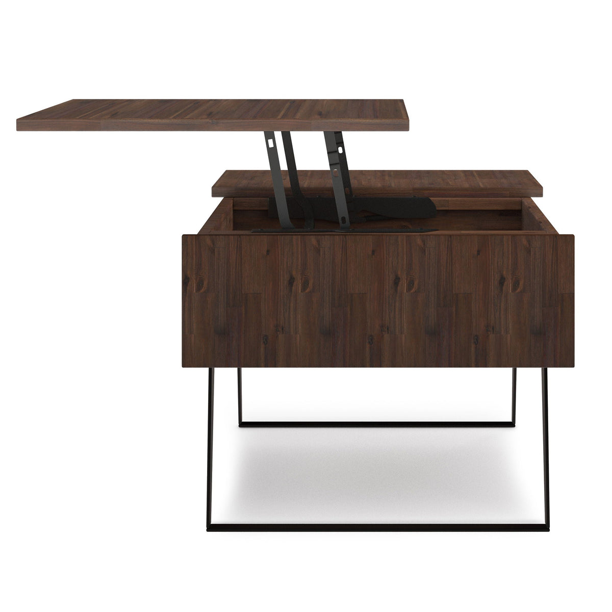 Lift Top Coffee Table with Storage Compartment - Distressed Charcoal Brown, photo 4 of 11