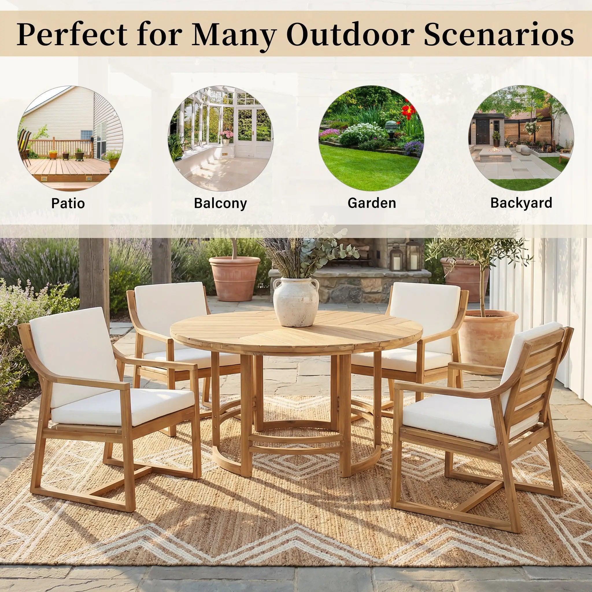 Outdoor Dining Set 5-Piece Patio Table And Chairs Set with Umbrella Hole by HouseOfZazla