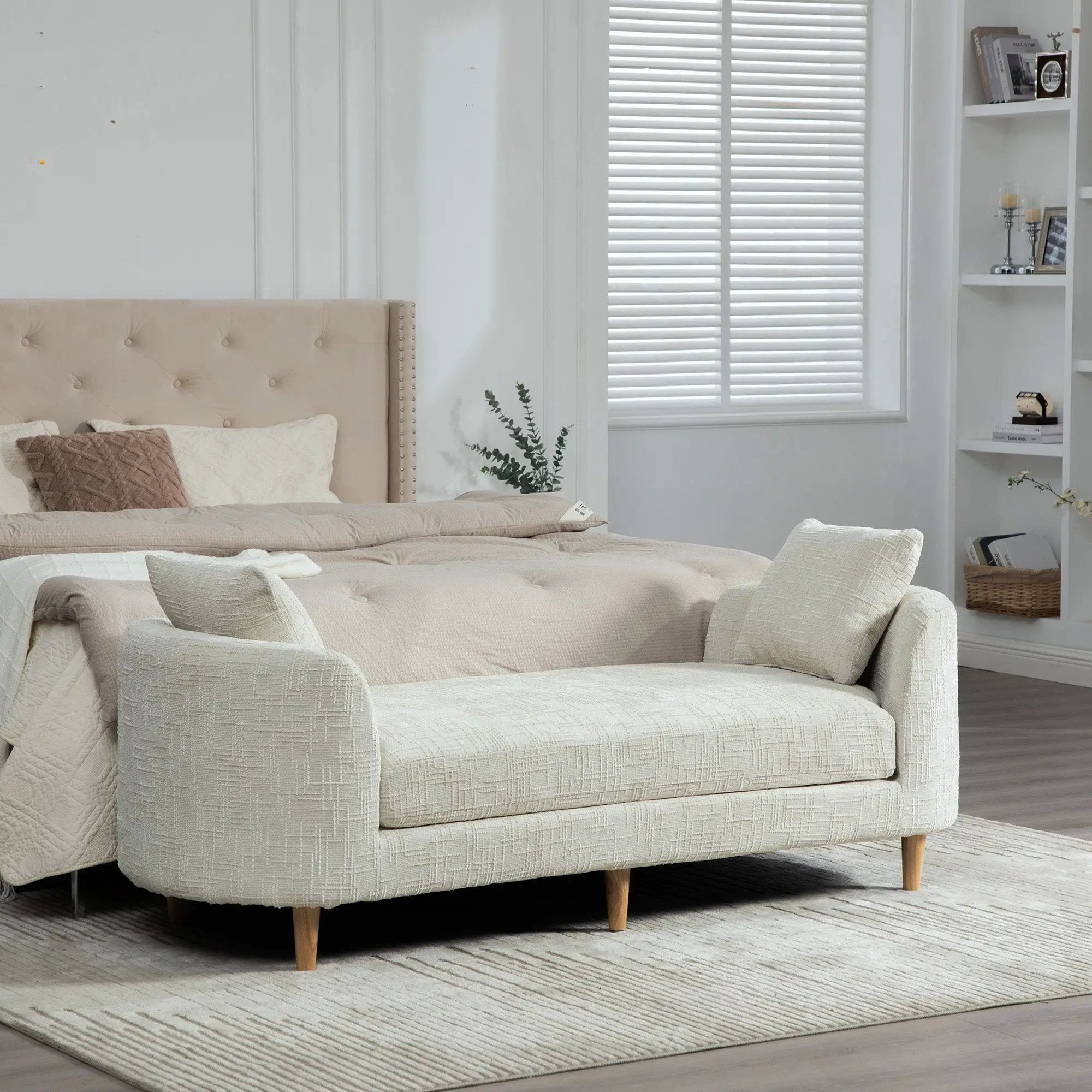 77.17" Wide Modern Upholstered End of Bed Bench by HouseOfZazla