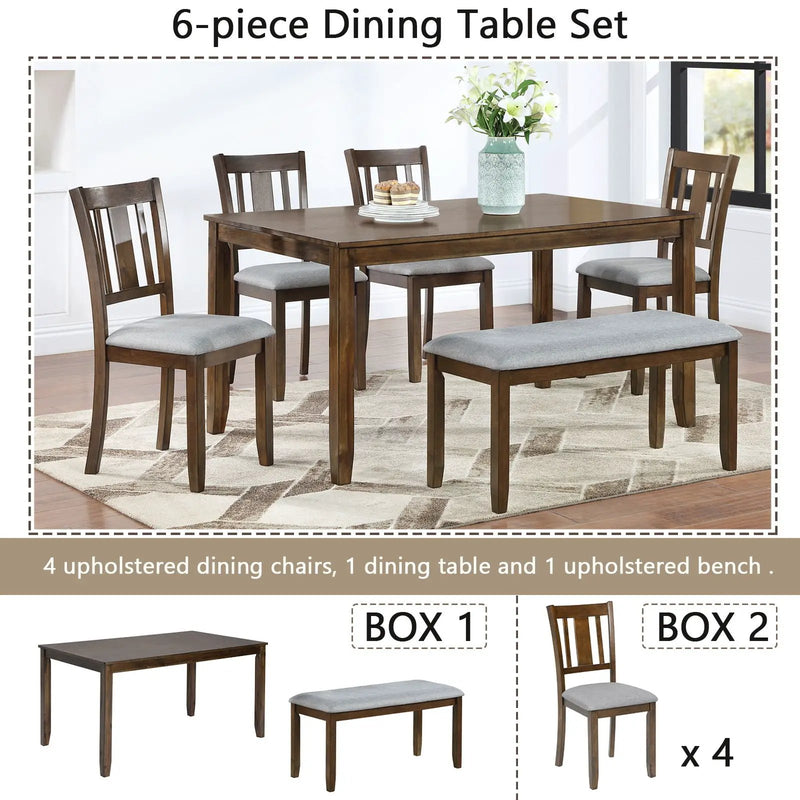 Kitchen Dining Set, Rectangular Dining Table With Upholstered Chairs by Unique Piece Furniture