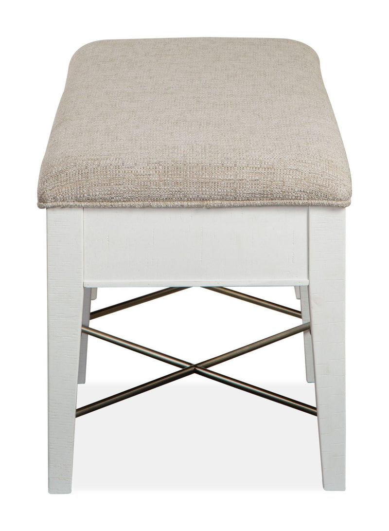 Heron Cove - Bench With Upholstered Seat - Chalk White, photo 4 of 7