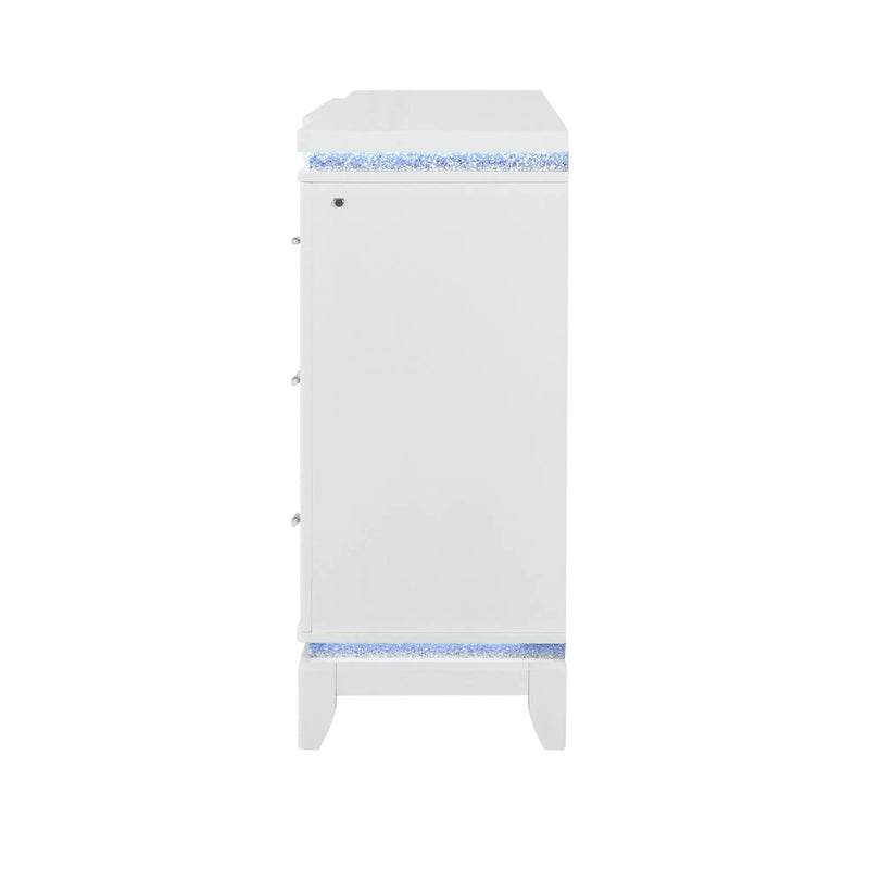 Adalid - Dresser With LED Light And Glittered Drawer Fronts - White by Unique Piece Furniture