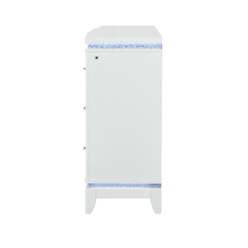 Adalid Dresser With LED Light And Glittered Drawer Fronts - White, photo 3 of 9