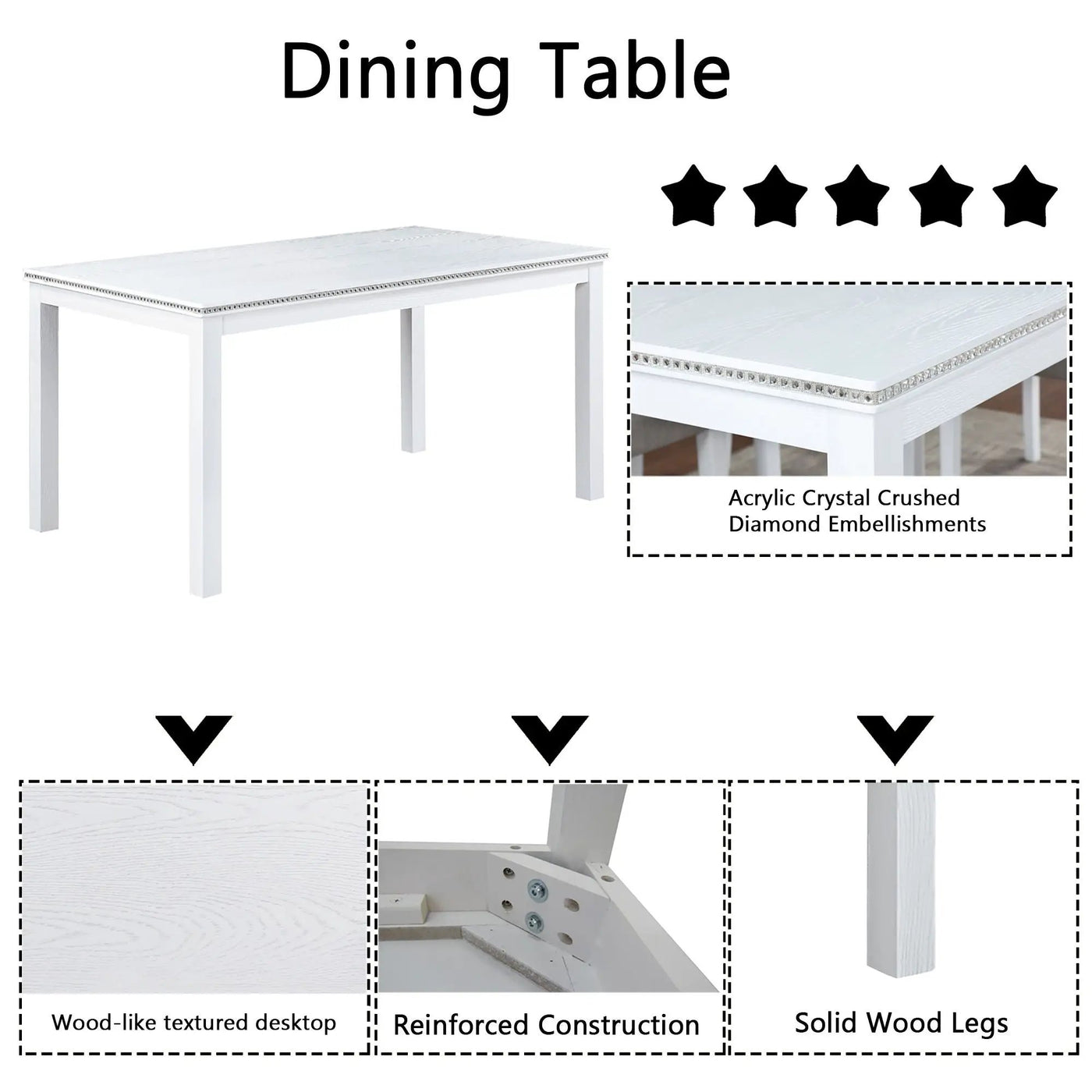 Dining Table Set With Crystal Decoration And Upholstered Chairs by HouseOfZazla