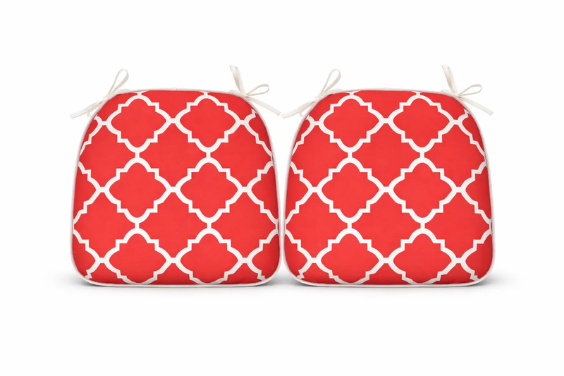 Outdoor Chair Cushions with Straps - Set of 4, Plaid Red by HouseOfZazla