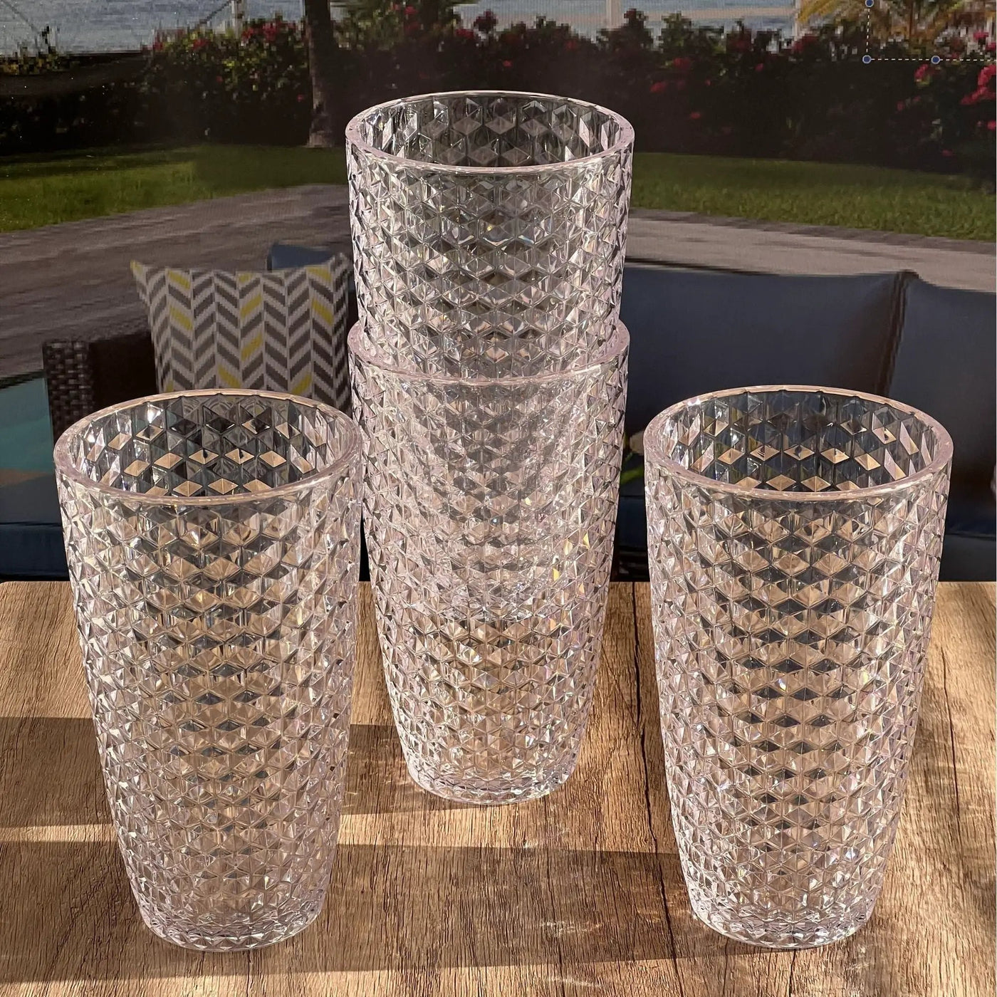 Leading Ware Diamond Cut Acrylic Drinking Glasses (Set of 4) by HouseOfZazla