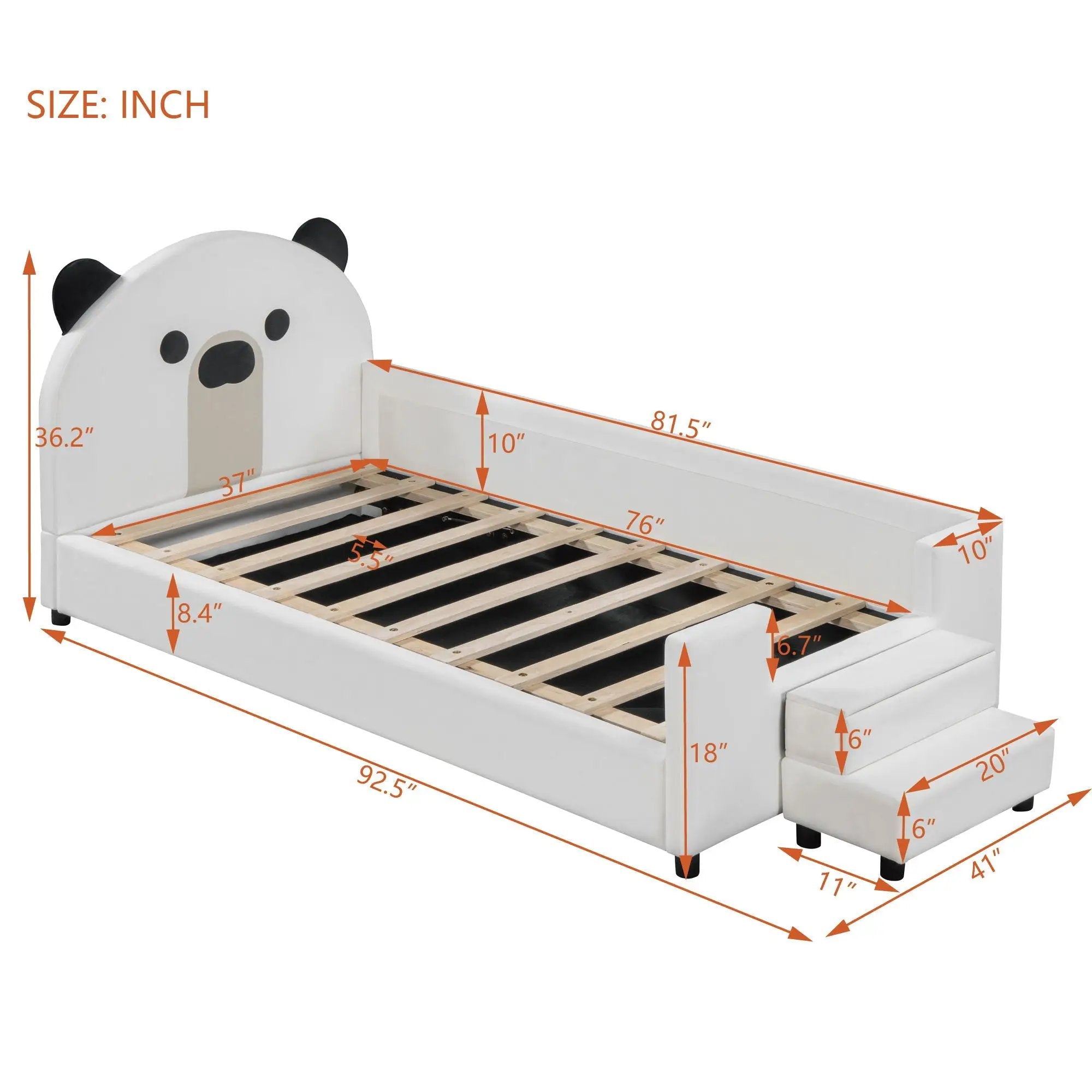 Upholstered Daybed With Bear Shaped Headboard, Hydraulic System And Breathable Fence by HouseOfZazla