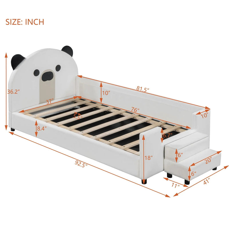 Upholstered Daybed With Bear Shaped Headboard, Hydraulic System And Breathable Fence by HouseOfZazla