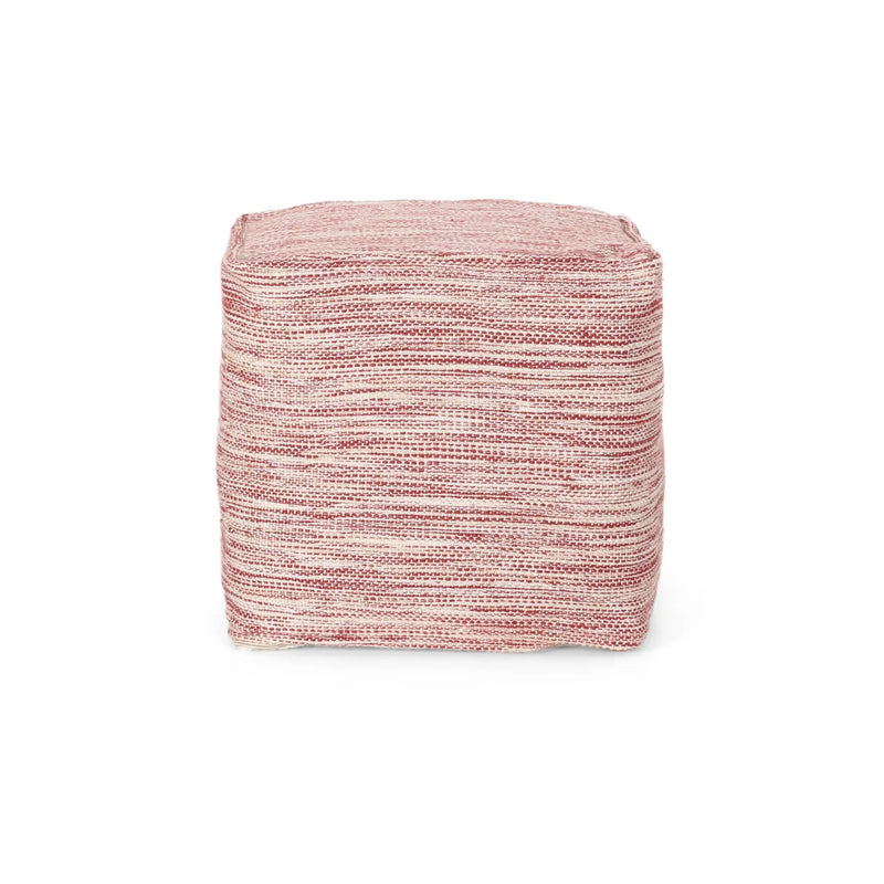 Enigma - Yarn And Cotton Square Pouf Ottoman With Polystyrene Beads - Red / White by HouseOfZazla