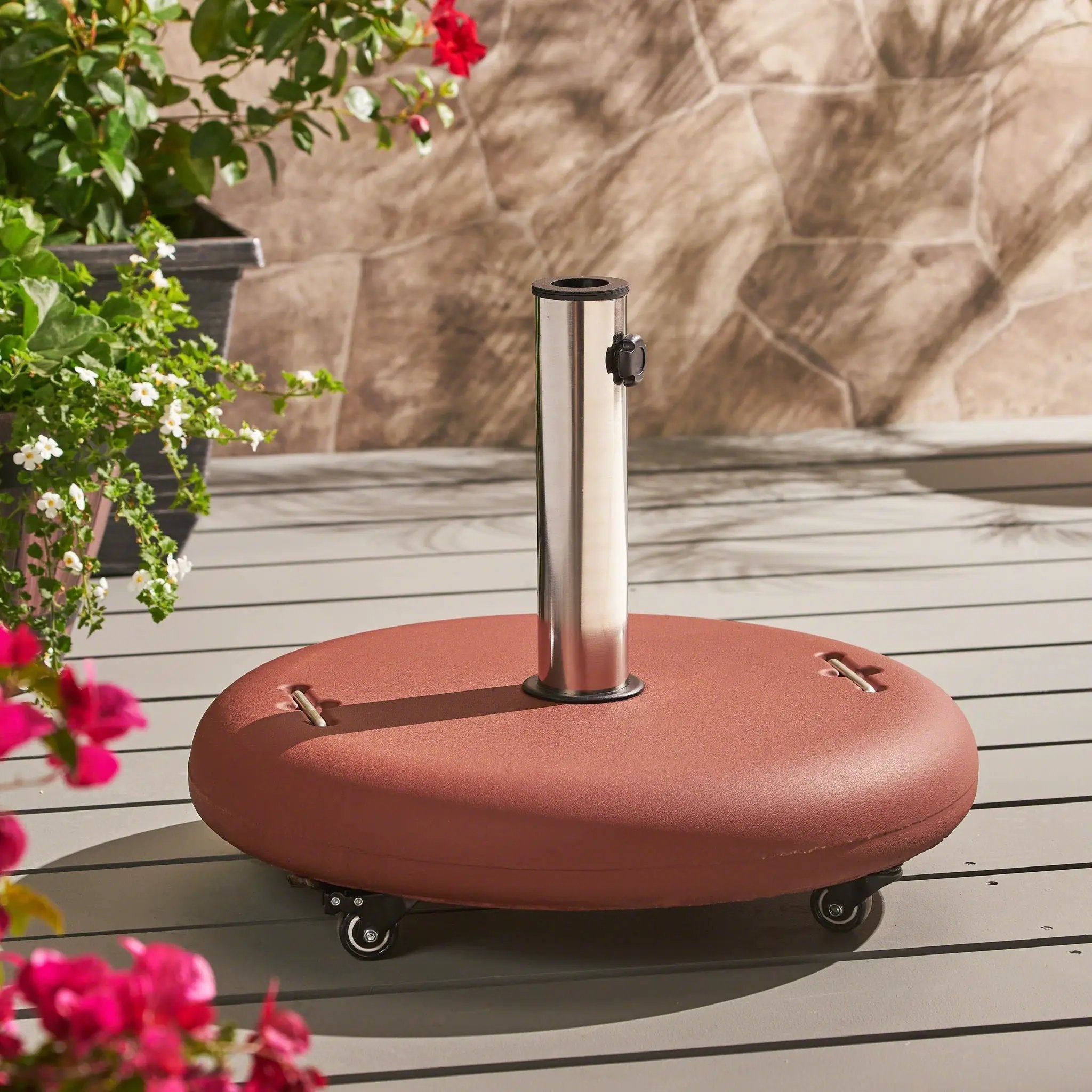 Wheelie - Round Umbrella Base with Stainless Steel Holder by HouseOfZazla