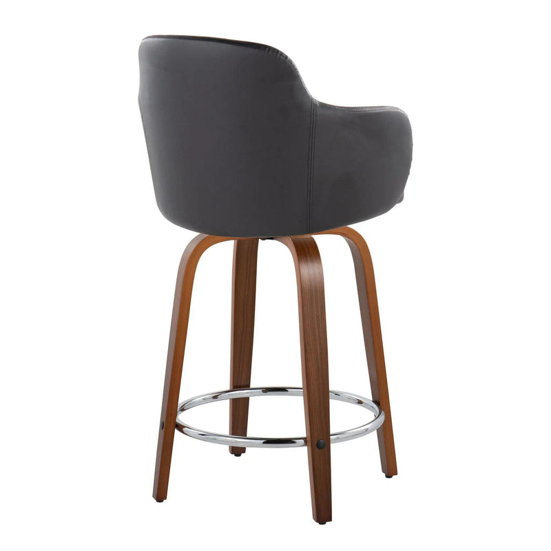 Boyne - Contemporary Fixed Height Counter Stool With Swivel With Round Footrest (Set of 2) by HouseOfZazla