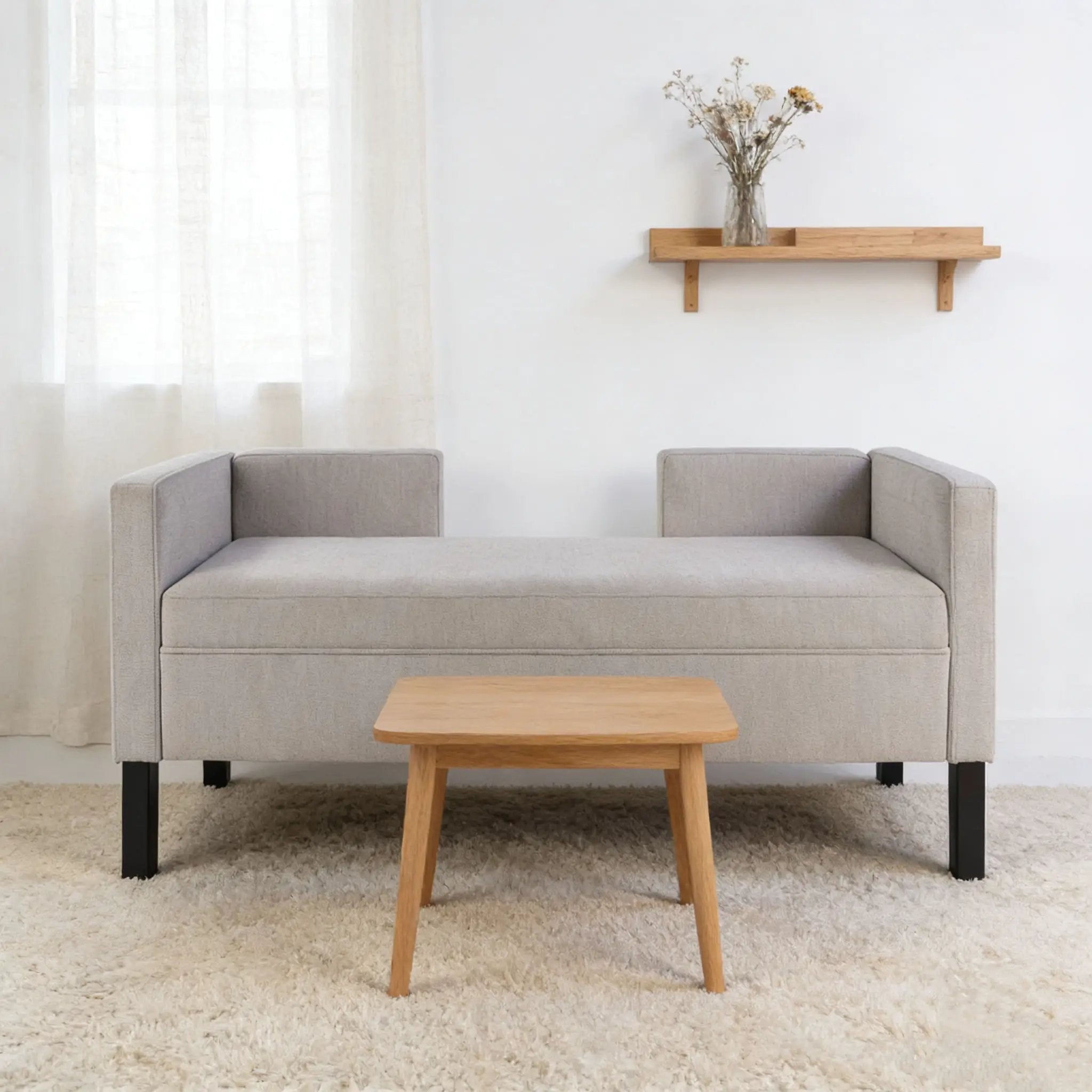 Upholstered Ottoman With 2 Bolster Pillows For Living Room - Gray by HouseOfZazla