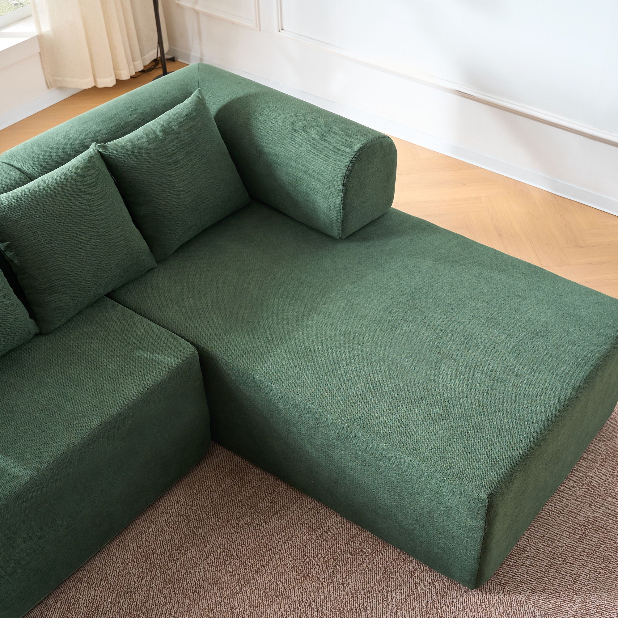 Modular L-Shaped Sectional Sofa With Deep Seat, Movable Chaise & 5 Pillows by HouseOfZazla