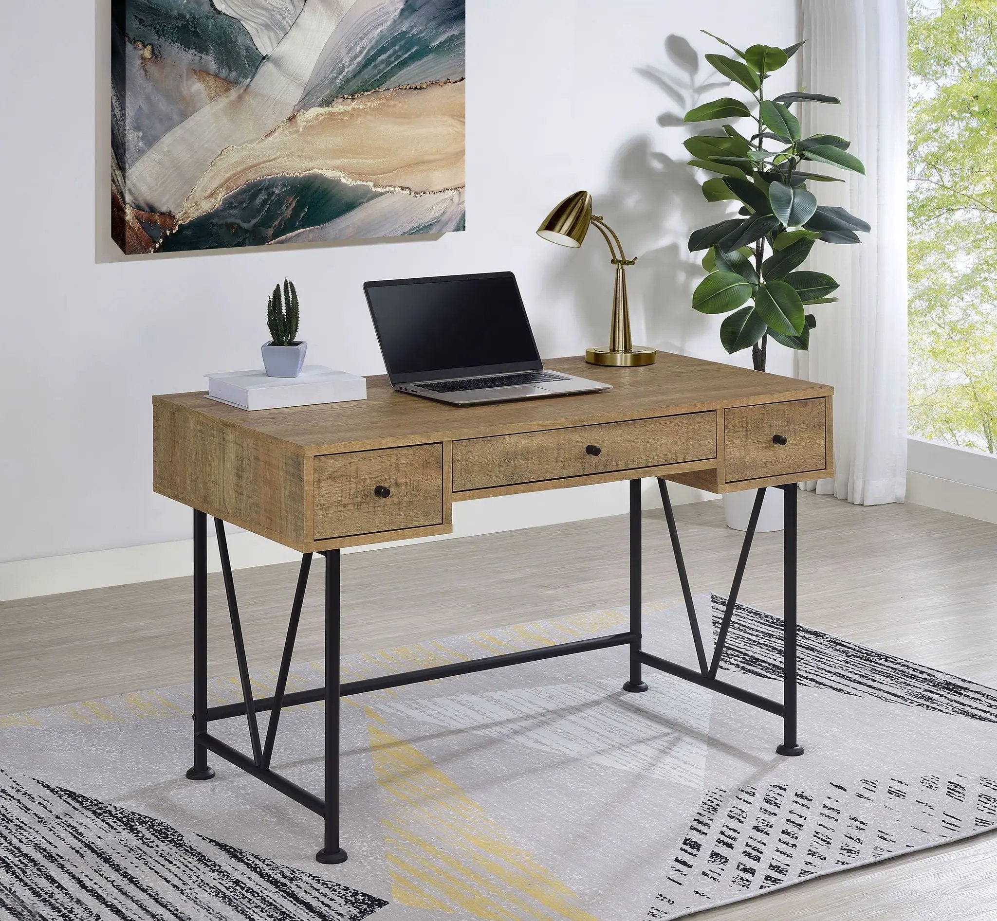 Analiese 47-inch 3-drawer Writing Desk Mango by Unique Piece Furniture