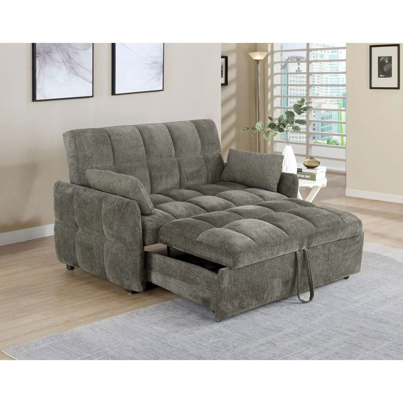 Alvara - Tufted Cushion Pull Out Sleeper Sofa Bed by HouseOfZazla
