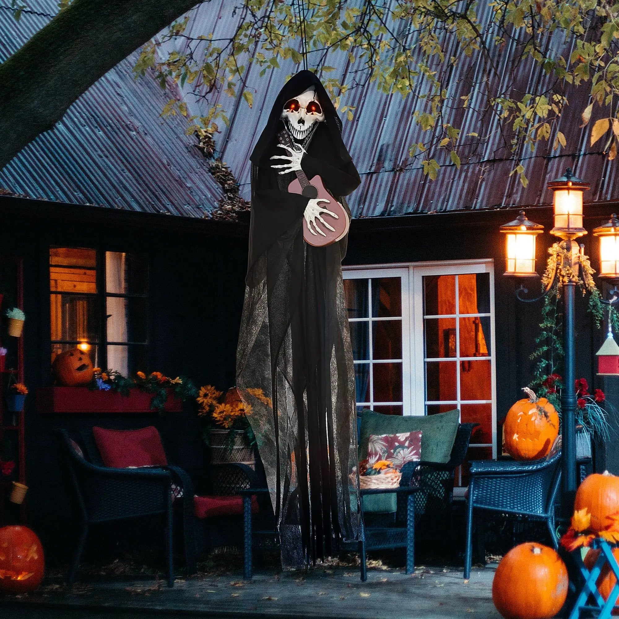4.3' Animated Grim Reaper Guitarist with Motion and Sound Activation by HouseOfZazla