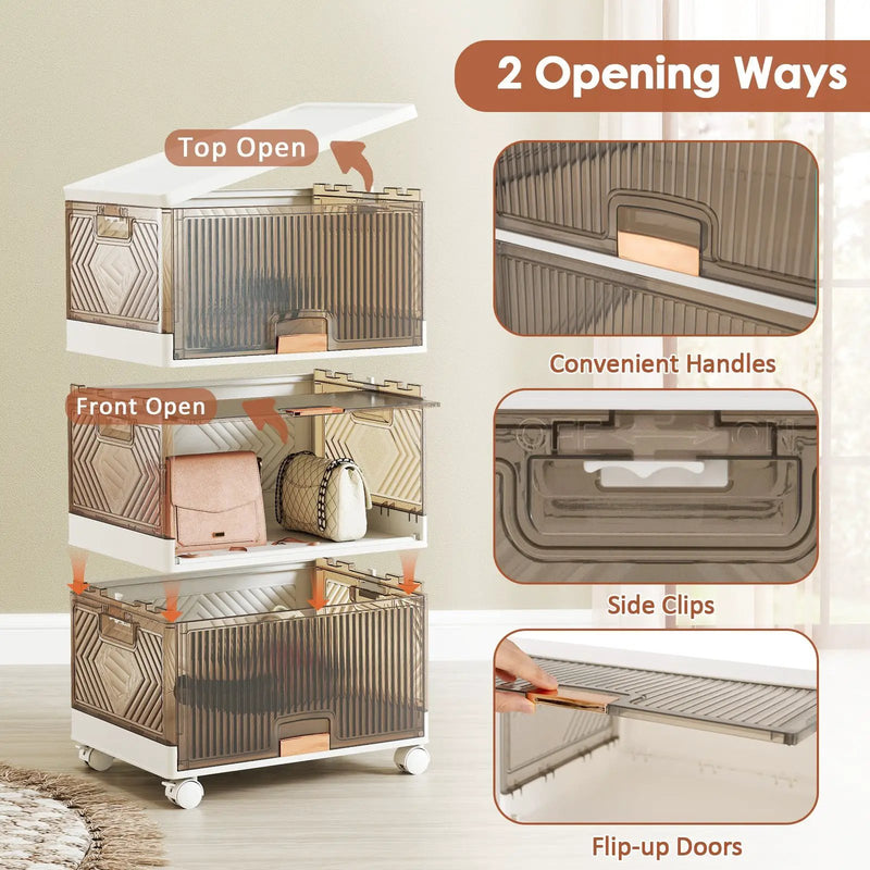 3/4/5/6-Cube Stackable Storage Bins with Detachable Wheels by DirectDeals