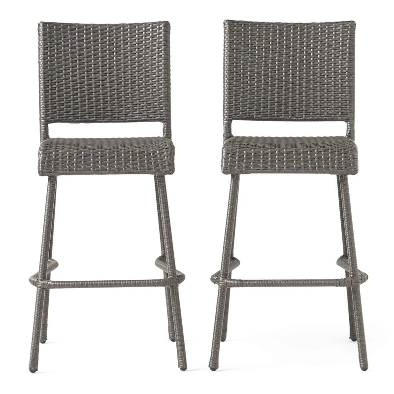 29" Outdoors PE Rattan Armless Barstools, Set of 2 by HouseOfZazla