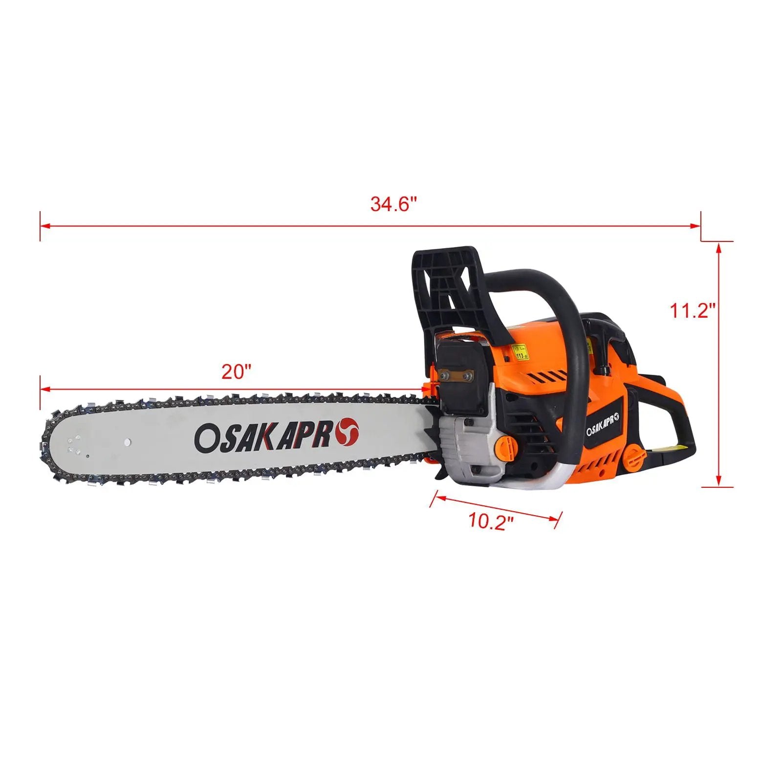 Professional Gasoline Chainsaw 20" 52Cc For Tree And Wood Cutting - Orange by HouseOfZazla