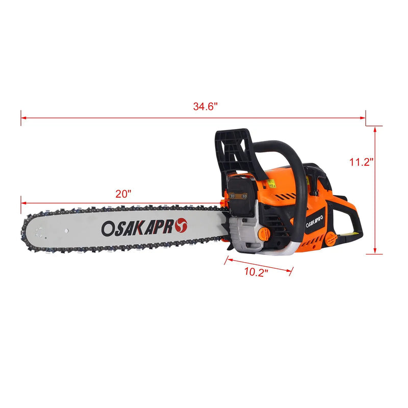 Professional Gasoline Chainsaw 20" 52Cc For Tree And Wood Cutting - Orange by HouseOfZazla