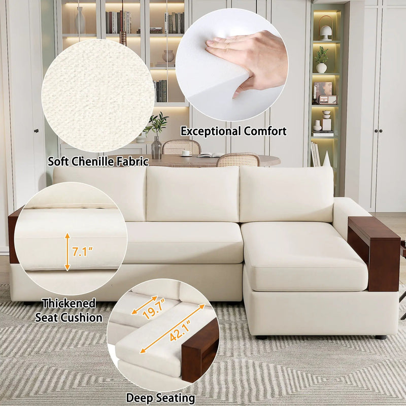 Sectional Sofa Upholstered Sofa Couch With Reversible Armrests For Living Room by HouseOfZazla