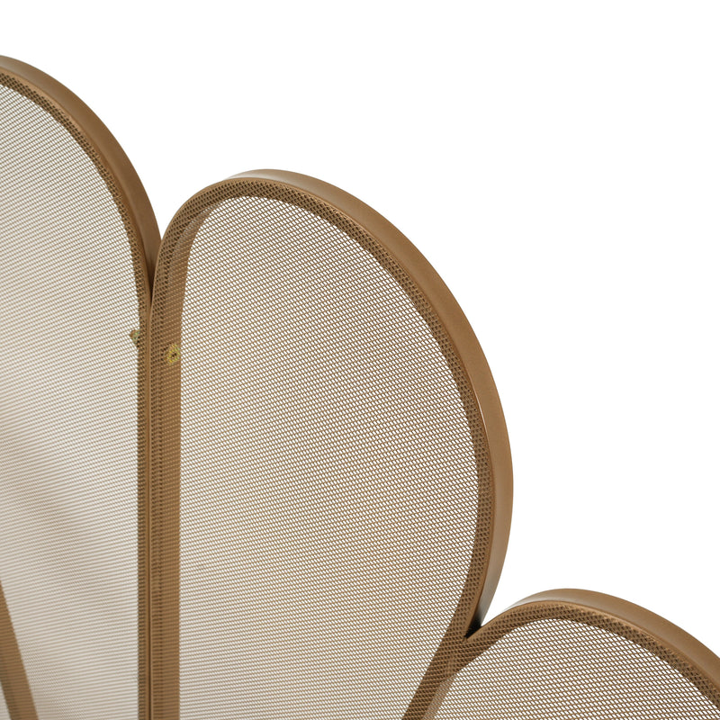 Gold Fan-Shaped Fireplace Screen with Mesh Spark Barrier - Gold, photo 9 of 10