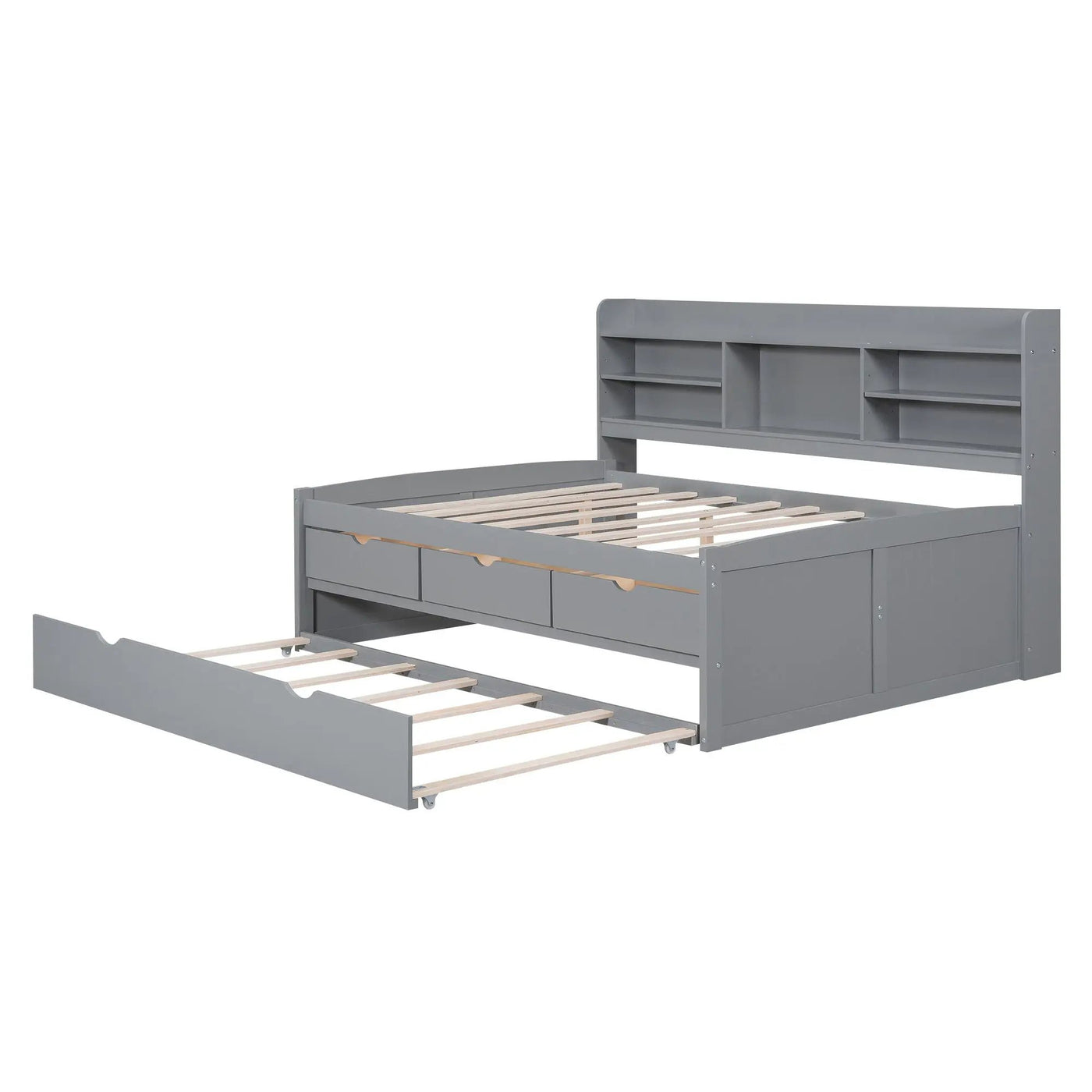Captain Bed With Built In Bookshelves, 3 Storage Drawers, And Trundle by HouseOfZazla