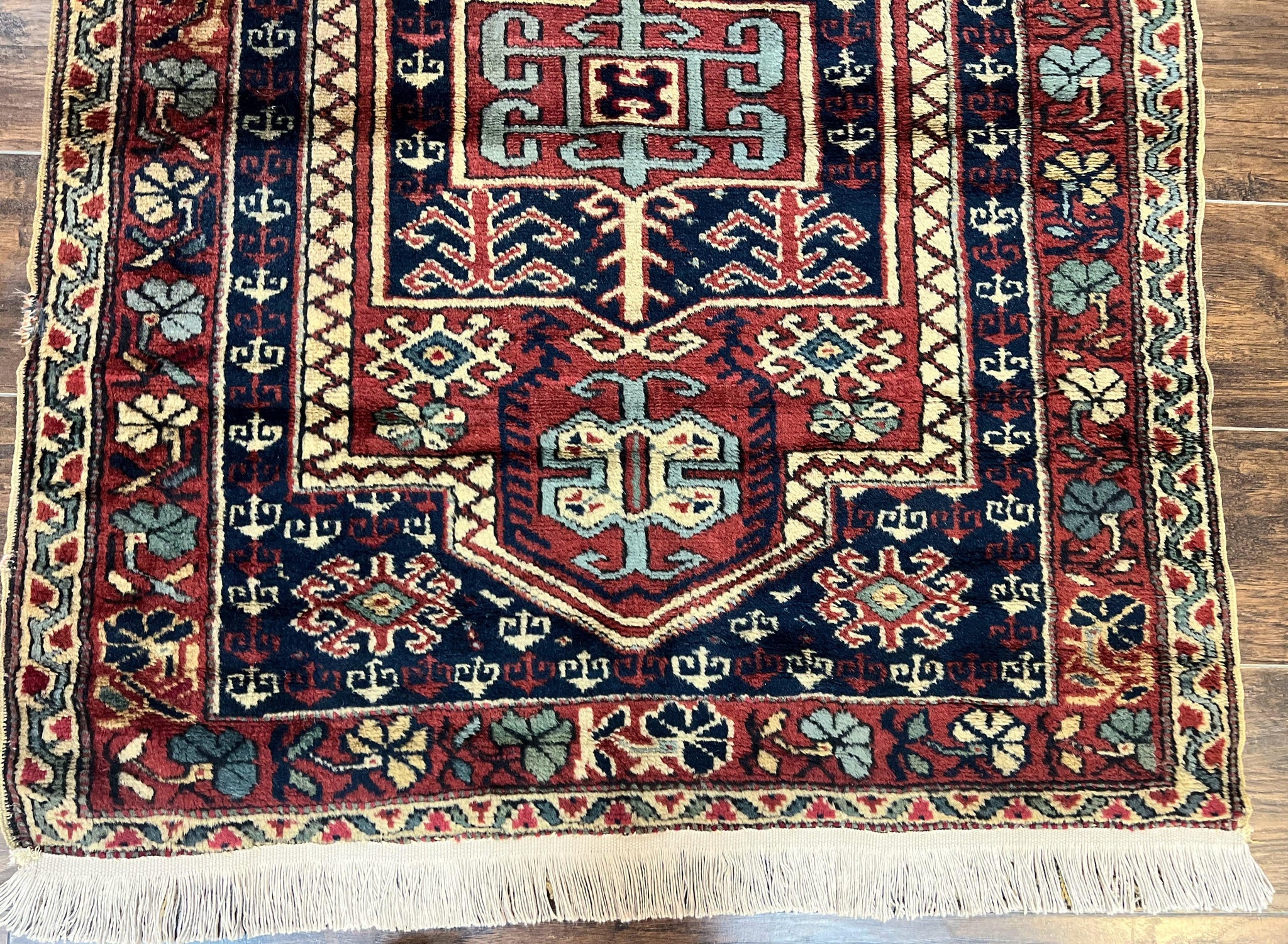 Antique Turkish Sparta Rug 3x4, Geometric Caucasian Pattern, Vintage Handmade Tribal Wool Carpet by Jewel Rugs